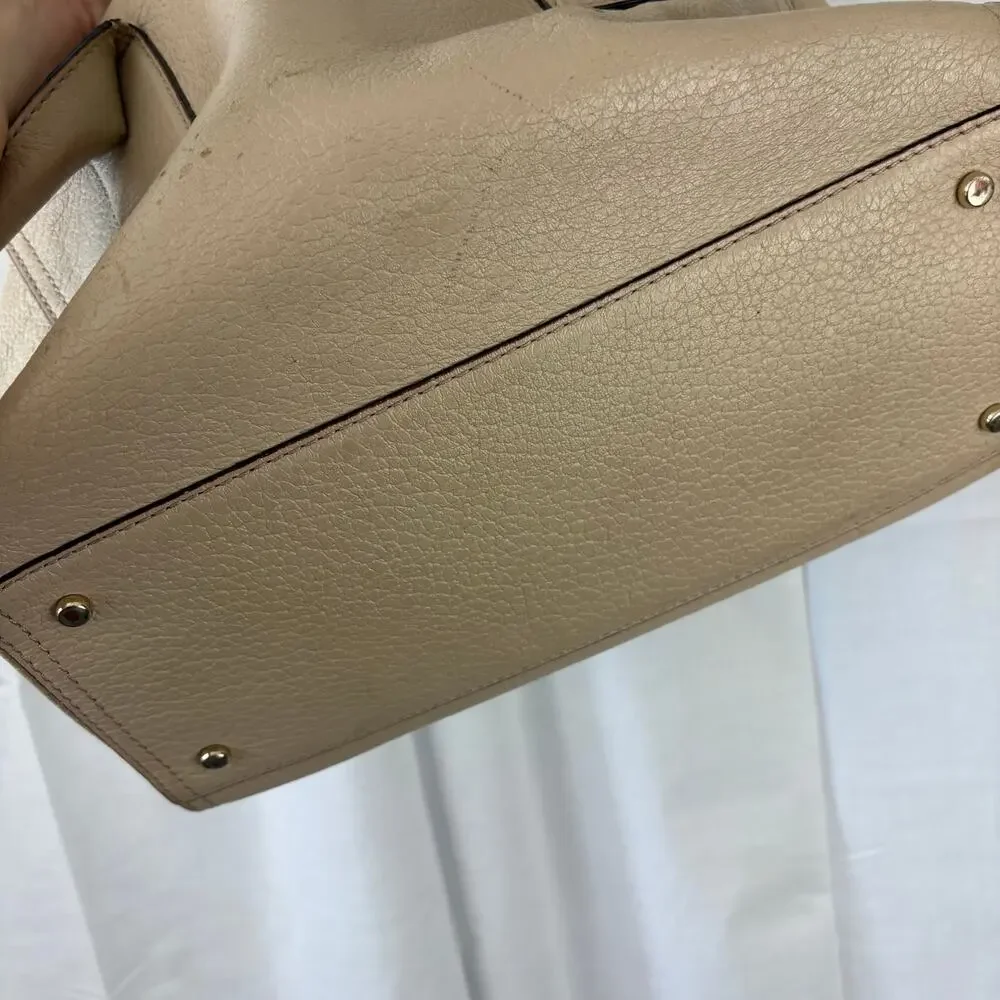 Kate Spade New York Southport Avenue Oden Tote Handbag Beige Cream Leather